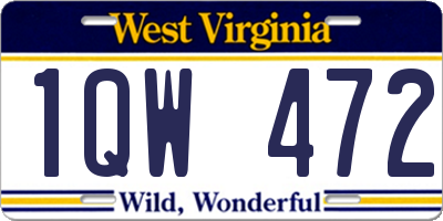 WV license plate 1QW472