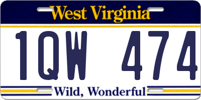 WV license plate 1QW474