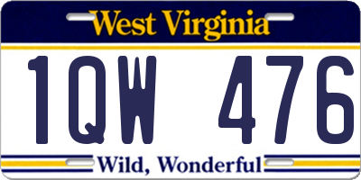 WV license plate 1QW476