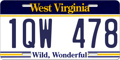 WV license plate 1QW478