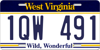 WV license plate 1QW491