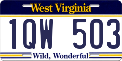 WV license plate 1QW503