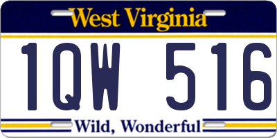 WV license plate 1QW516