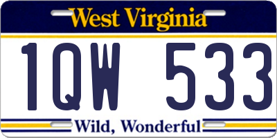 WV license plate 1QW533