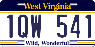 WV license plate 1QW541