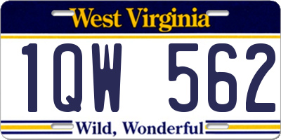 WV license plate 1QW562