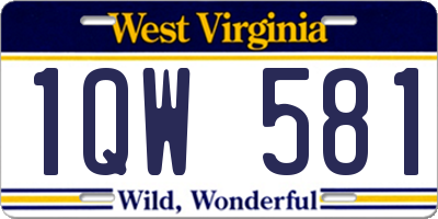 WV license plate 1QW581