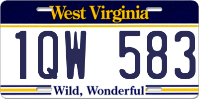 WV license plate 1QW583