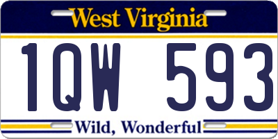 WV license plate 1QW593