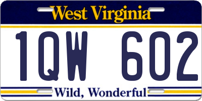 WV license plate 1QW602