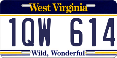 WV license plate 1QW614