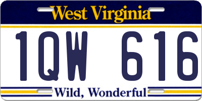 WV license plate 1QW616