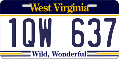 WV license plate 1QW637