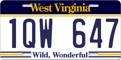 WV license plate 1QW647