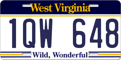 WV license plate 1QW648
