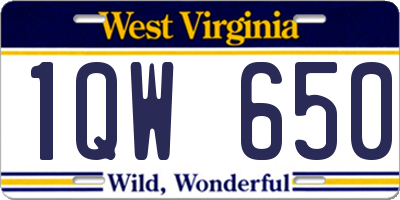 WV license plate 1QW650