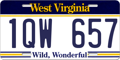 WV license plate 1QW657
