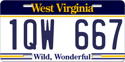 WV license plate 1QW667