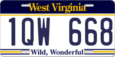 WV license plate 1QW668