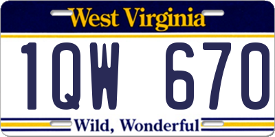 WV license plate 1QW670