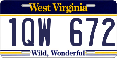 WV license plate 1QW672