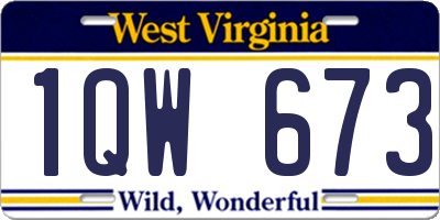 WV license plate 1QW673