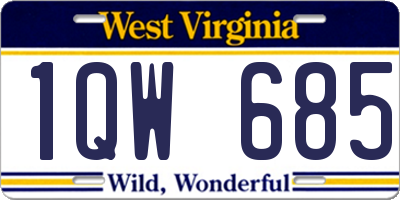 WV license plate 1QW685