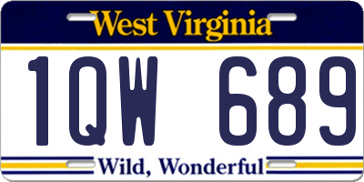 WV license plate 1QW689