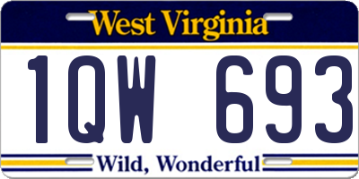 WV license plate 1QW693