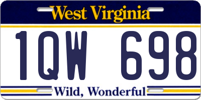 WV license plate 1QW698