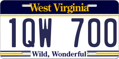 WV license plate 1QW700