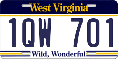 WV license plate 1QW701