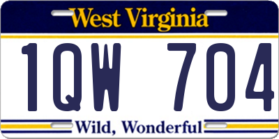 WV license plate 1QW704