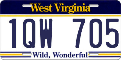 WV license plate 1QW705