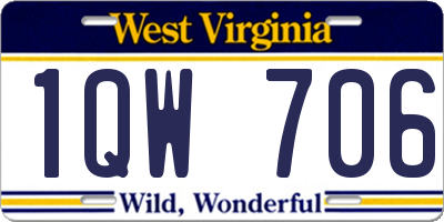 WV license plate 1QW706