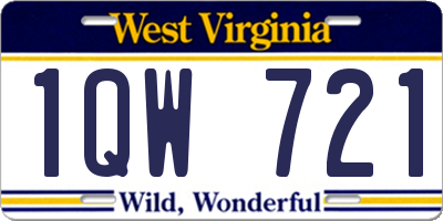 WV license plate 1QW721
