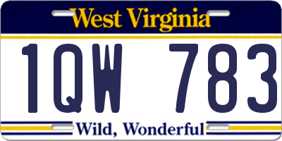 WV license plate 1QW783