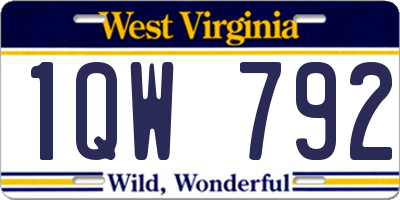 WV license plate 1QW792