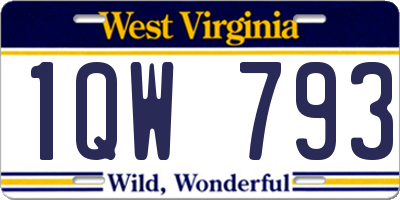 WV license plate 1QW793