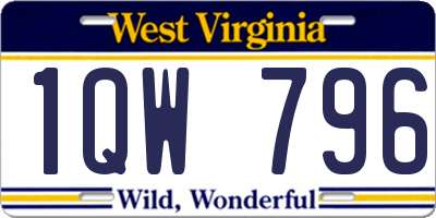 WV license plate 1QW796