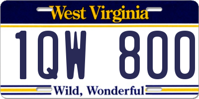 WV license plate 1QW800
