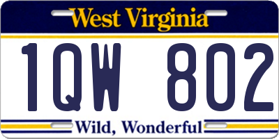 WV license plate 1QW802