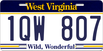 WV license plate 1QW807
