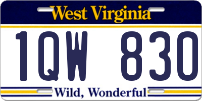 WV license plate 1QW830