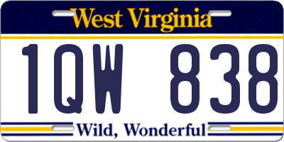 WV license plate 1QW838