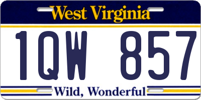 WV license plate 1QW857