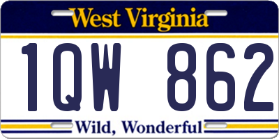 WV license plate 1QW862