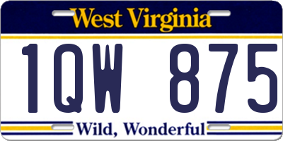WV license plate 1QW875