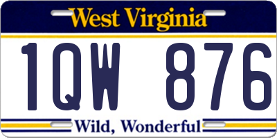 WV license plate 1QW876