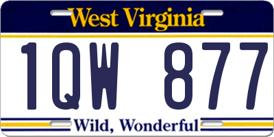 WV license plate 1QW877